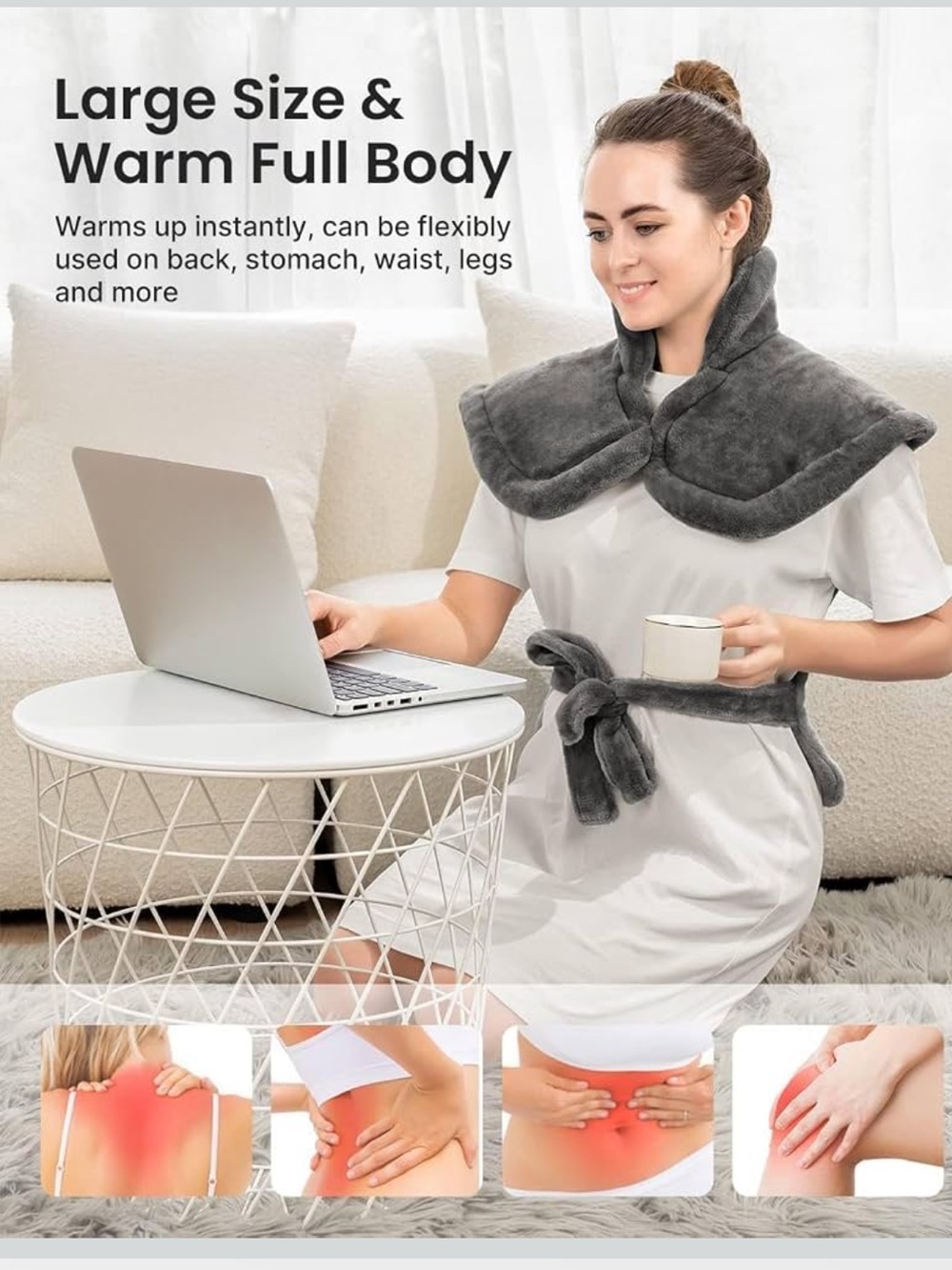 RENPHO Gray Electric Heating Pad for Neck & Shoulders - Picture 2 of 7